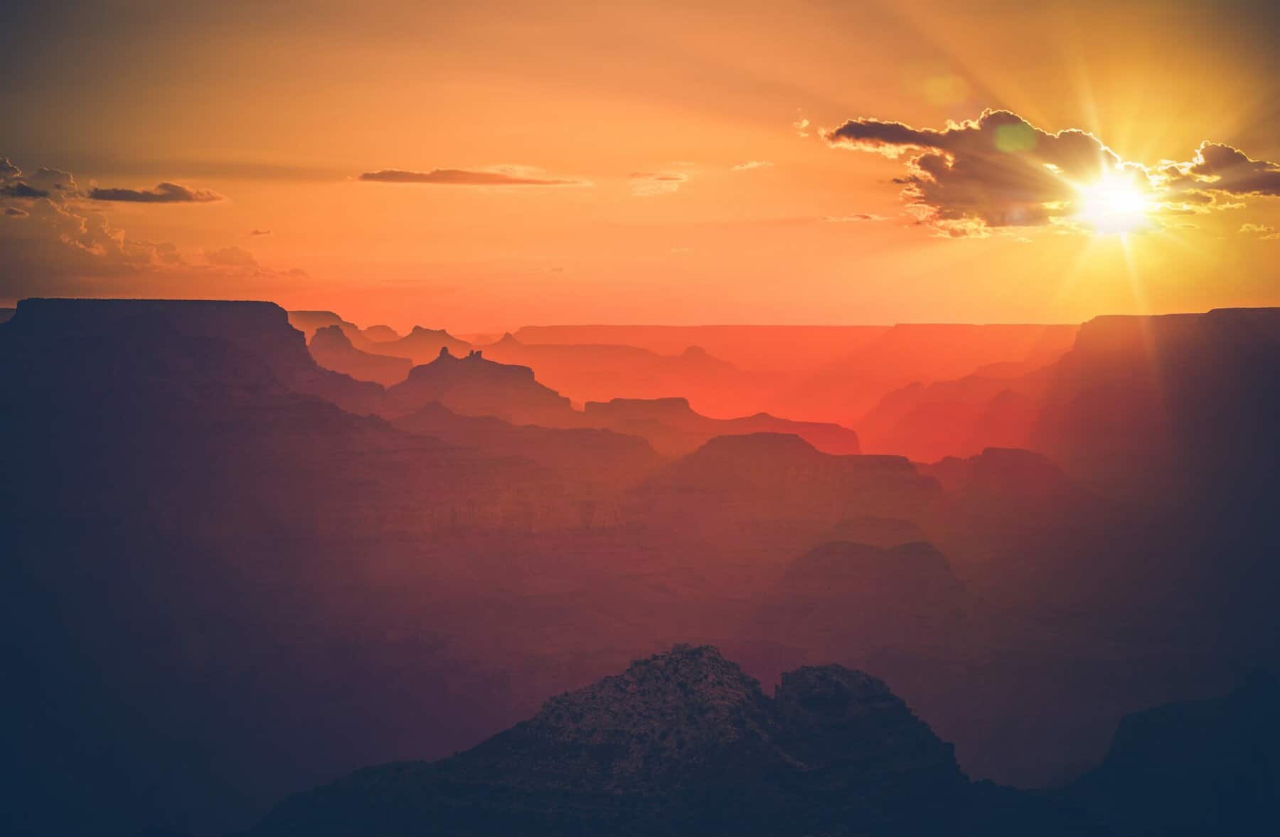 Arizona Grand Canyon Sunset. Scenic Sunset in Grand Canyon National Park, Arizona, United States.